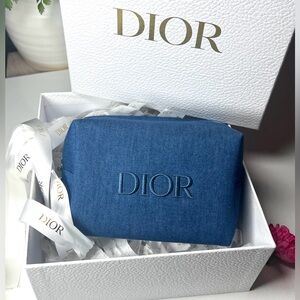 New Dior limited edition Denim Blue zipper Bag + Dior box+ Dior shredded paper
